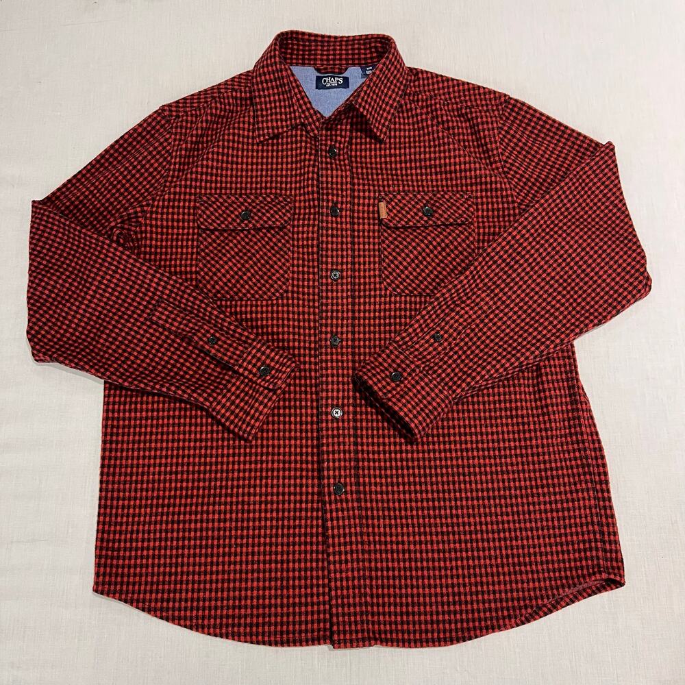 Chaps Red/Black Plaid Button Up Shirt Sz M